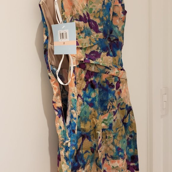 Suzi Chin Women's Sleeveless Dress with Asymmetric Neckline, Iguana - Picture 6 of 6